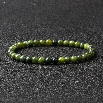 4mm Natural Stone Agate & Lava Stretch Bracelet – Handmade Tiny Bead Bangle for Men & Women