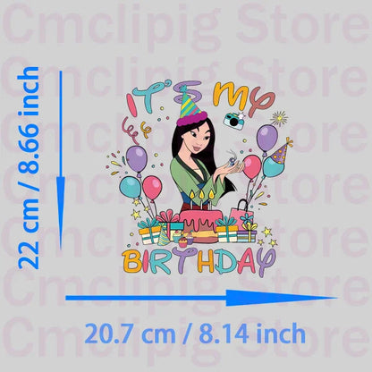 It's my birthday thermo-stickers for children Clothing patches Stitch vinyl stickers iron on transfer Shello's Creative Boutique