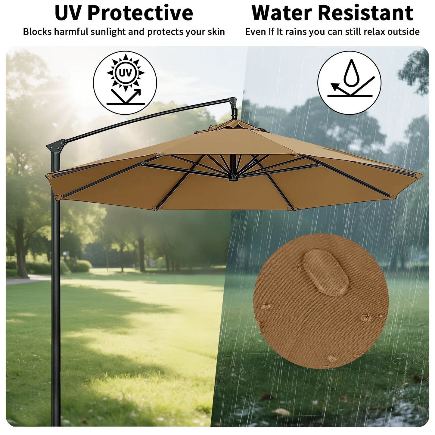Parasol Replacement Cover – PU-Coated Oxford Waterproof Canopy for 6 & 8 Rib Garden Parasols