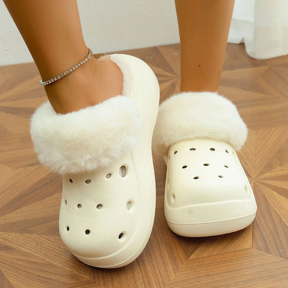 Women's Plush High Heel Slippers 2025 - Thick Soft-Soled Winter Garden Shoes
