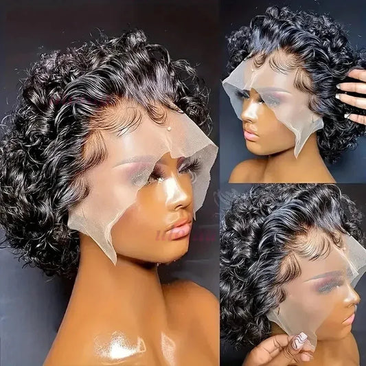 Pixie Cut Short Bob Wig - 100% Human Hair 13x4 Transparent Lace Frontal Wig - Shello's Creative Boutique