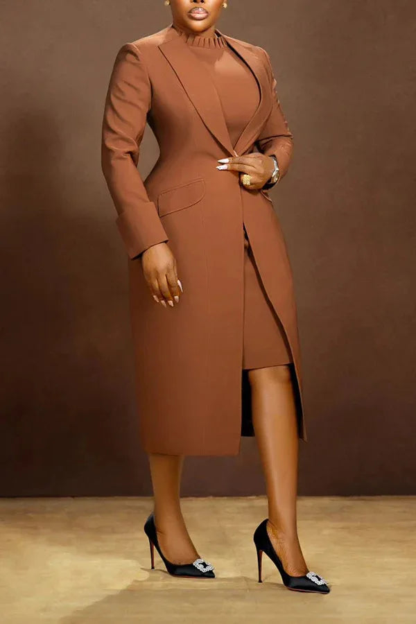 2-Piece Blazer & Dress Set - Plus Size Office Wear - Shello's Creative Boutique