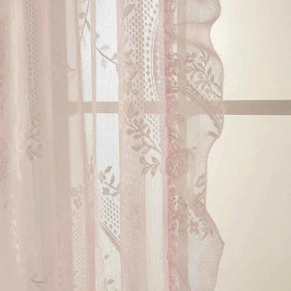 French Lace Sheer Curtains - Romantic Ruffled Floral Embroidery (2 Panels) - Shello's Creative Boutique