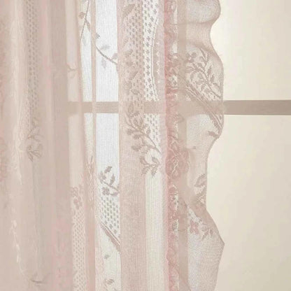 French Lace Sheer Curtains - Romantic Ruffled Floral Embroidery (2 Panels) - Shello's Creative Boutique