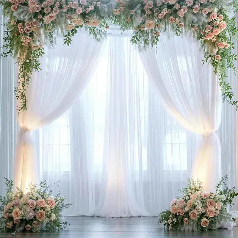 White Sheer Tulle Curtains - Elegant Window Drapes for Living Room & Bedroom - Shello's Creative Boutique