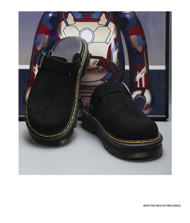 Men's Summer Half Slippers - Non-Slip Beach Clogs Casual Leather Sandals