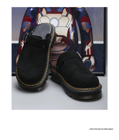 Men's Summer Half Slippers - Non-Slip Beach Clogs Casual Leather Sandals