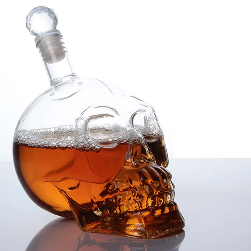 Skull Head Crystal Decanter & Glass Set – Gothic Bar Whisky Vodka Wine Spirits