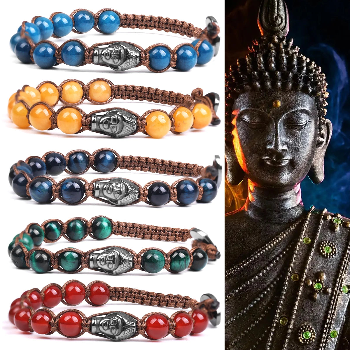 Bracelet Tibetan Buddhism Natural Stone 8mm Beads Red Sandalwood Rosary Healing Meditation Lucky Prayer Bracelet Men Women