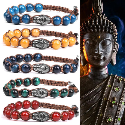 Bracelet Tibetan Buddhism Natural Stone 8mm Beads Red Sandalwood Rosary Healing Meditation Lucky Prayer Bracelet Men Women