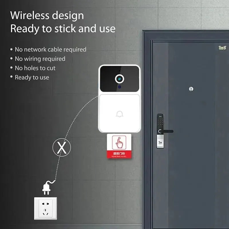 Wireless WiFi Video Doorbell with HD Camera, Night Vision & Voice Change