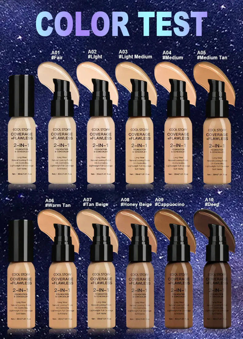 10 Color Lasting Face Foundation Cream Oil-Control Matte BB Cream Liquid Full Coverage Waterproof Hydrating Brighten Concealer - Shello's Creative Boutique