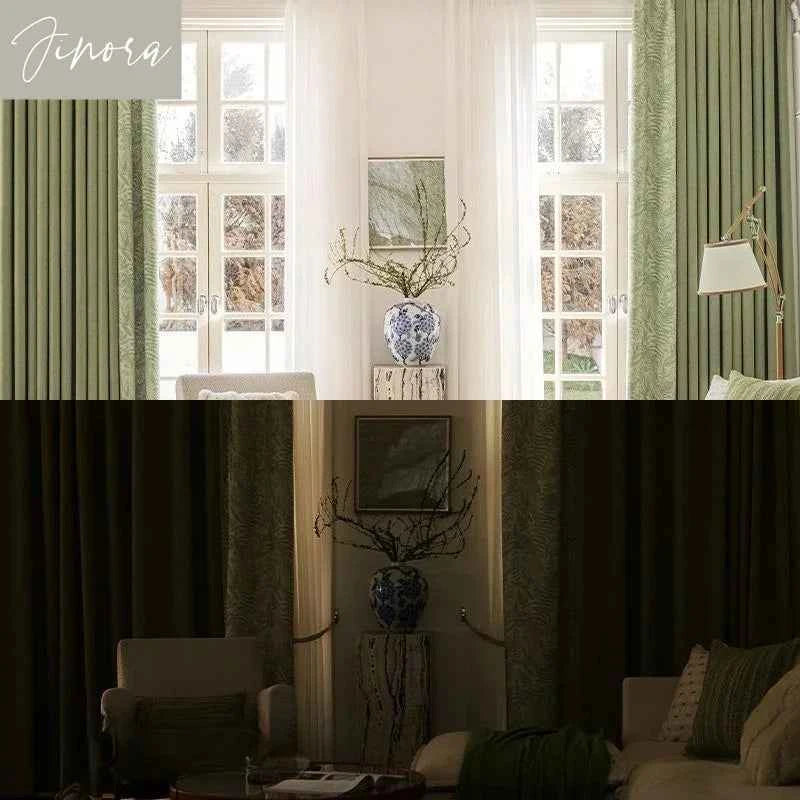 Custom Size French Spliced curtains for Living Room Bedroom Light Luxury Blackout Curtains Thickened Chenille White Tulle