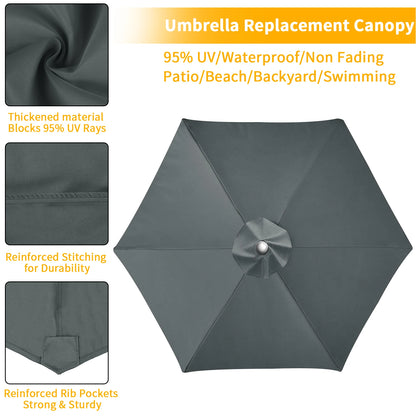 Parasol Replacement Cloth – Waterproof Sunshade Canopy for 6 & 8 Rib Parasols 2m to 3m