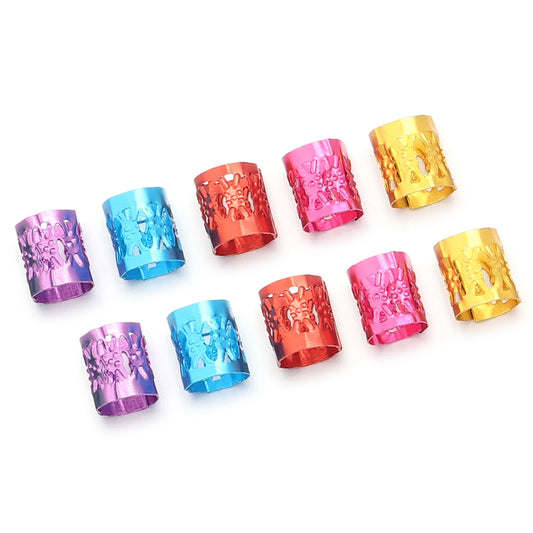 100Pcs/lot Dreadlock Hair Rings Metal Hollow Tube Dirty Dread Braids Adjustable for Cuffs Clip Hair Accessories Styling Tools - Shello's Creative Boutique