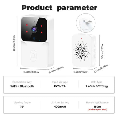 Wireless WiFi Video Doorbell Camera Bundle with HD Outdoor IR & Video Intercom
