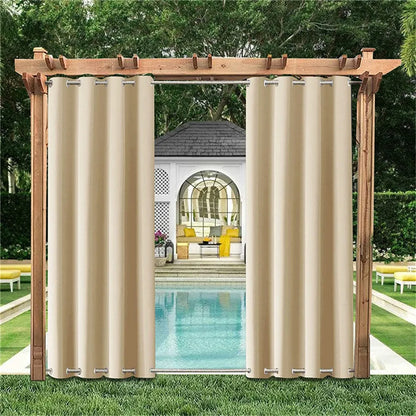 Outdoor Patio Curtains - Weighted Waterproof Blackout Drapes for Gazebo, Porch & Balcony - Shello's Creative Boutique