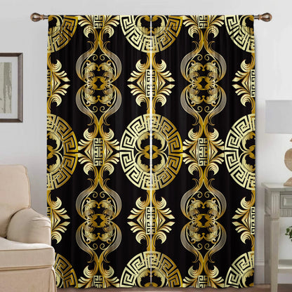 Retro Home Decoration Curtains - 2 Panel Rod Pocket Set for Kitchen & Living Room