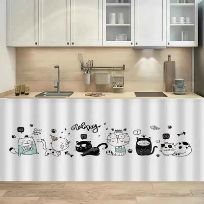 1PC Kitchen Cabinet Curtain Cover Dustproof Cupboard Wardrobe Short Curtains Washable Drapes Self-adhesive Half-Curtain Cortinas