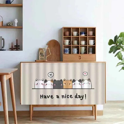 1PC Kitchen Cabinet Curtain Cover Dustproof Cupboard Wardrobe Short Curtains Washable Drapes Self-adhesive Half-Curtain Cortinas