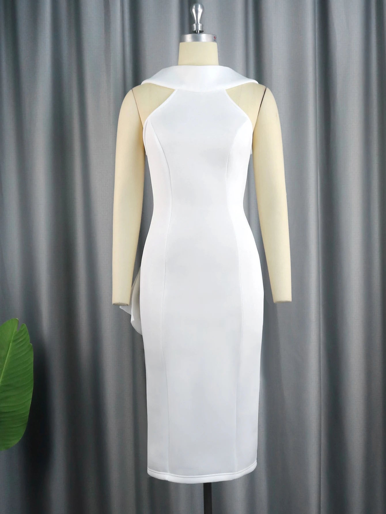 White Bodycon Dress with Back Bow - Sleeveless Party Gown - Shello's Creative Boutique