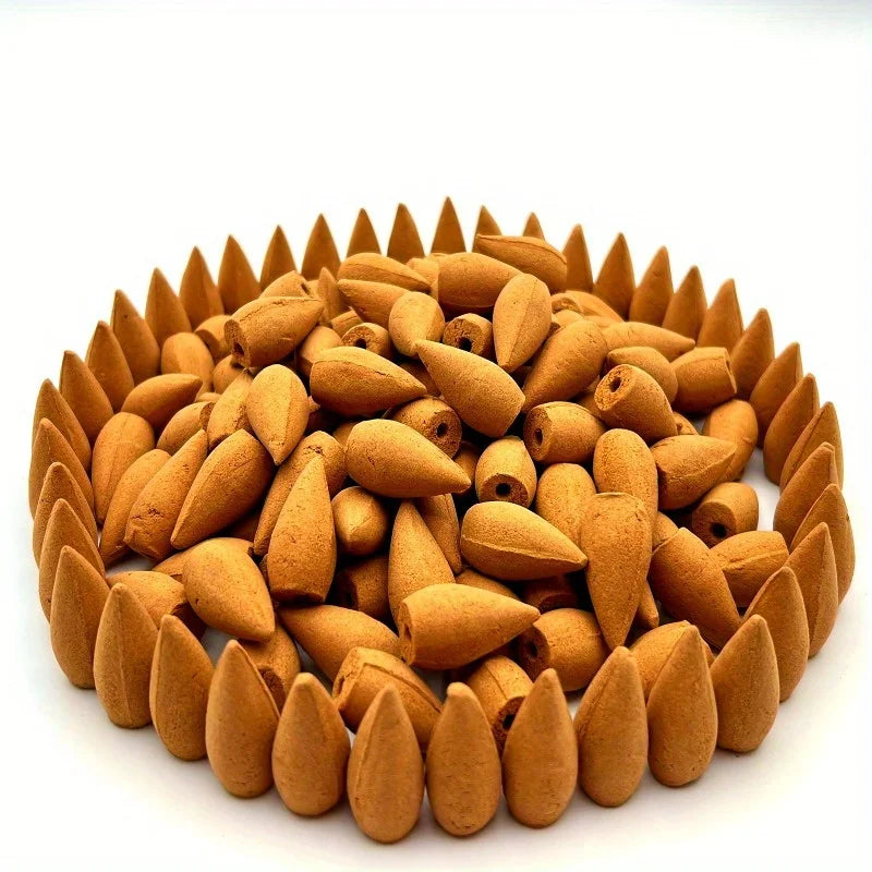 Natural Sandalwood Backflow Incense Cones - 100g Waterfall Burner Compatible