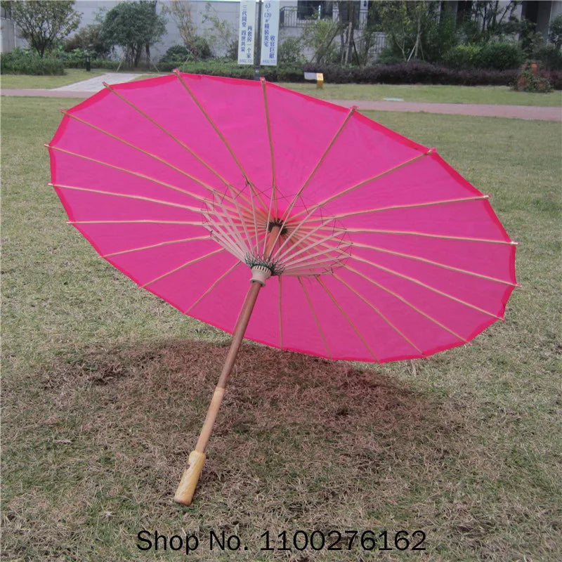 70cm Chinese Fabric Parasol — Traditional Bamboo Dance Umbrella for Weddings & Props