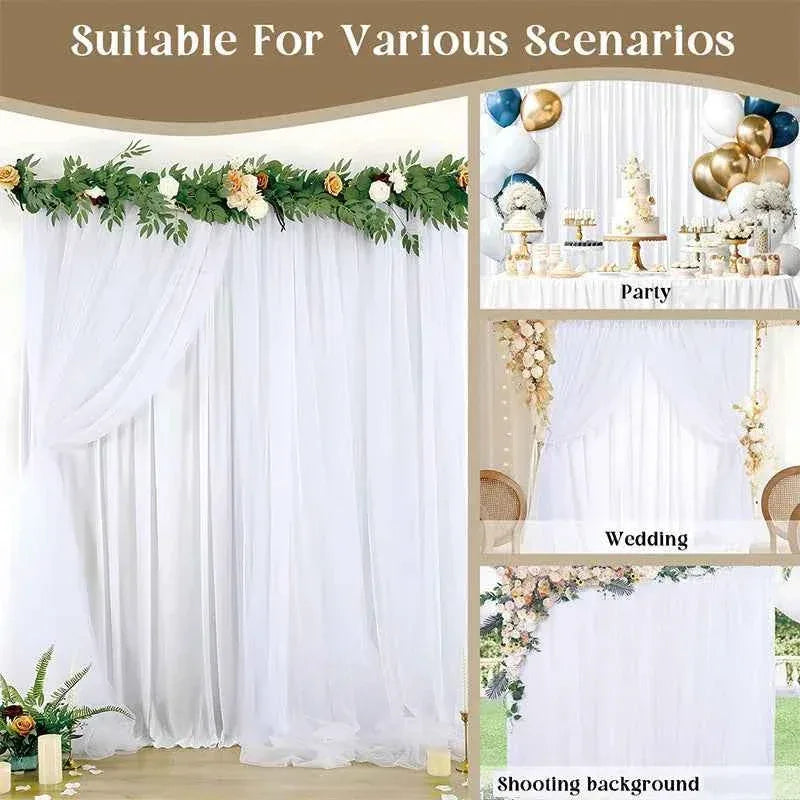 White Sheer Tulle Curtains - Elegant Window Drapes for Living Room & Bedroom - Shello's Creative Boutique