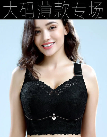 Embroidered Push-Up Backless Bra – Sexy Lace Lingerie for Women, Plus Size Wire-Free Bra Tops (C–E Cup, 36–48)