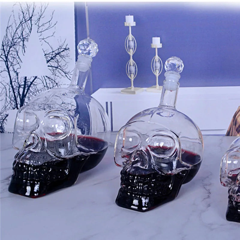 Skull Head Crystal Decanter & Glass Set – Gothic Bar Whisky Vodka Wine Spirits