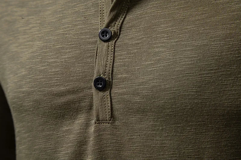 Men's Cotton Henley Neck T-Shirt - Long Sleeve Casual Shirt - Shello's Creative Boutique