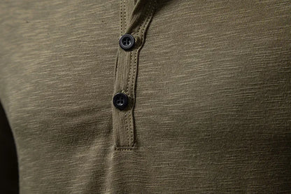 Men's Cotton Henley Neck T-Shirt - Long Sleeve Casual Shirt - Shello's Creative Boutique