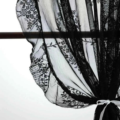 French Lace Sheer Curtains - Romantic Ruffled Floral Embroidery (2 Panels) - Shello's Creative Boutique