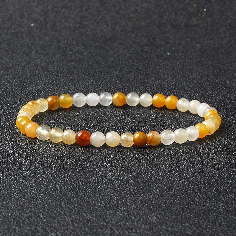 4mm Natural Stone Agate & Lava Stretch Bracelet – Handmade Tiny Bead Bangle for Men & Women