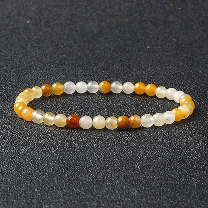 4mm Natural Stone Agate & Lava Stretch Bracelet – Handmade Tiny Bead Bangle for Men & Women