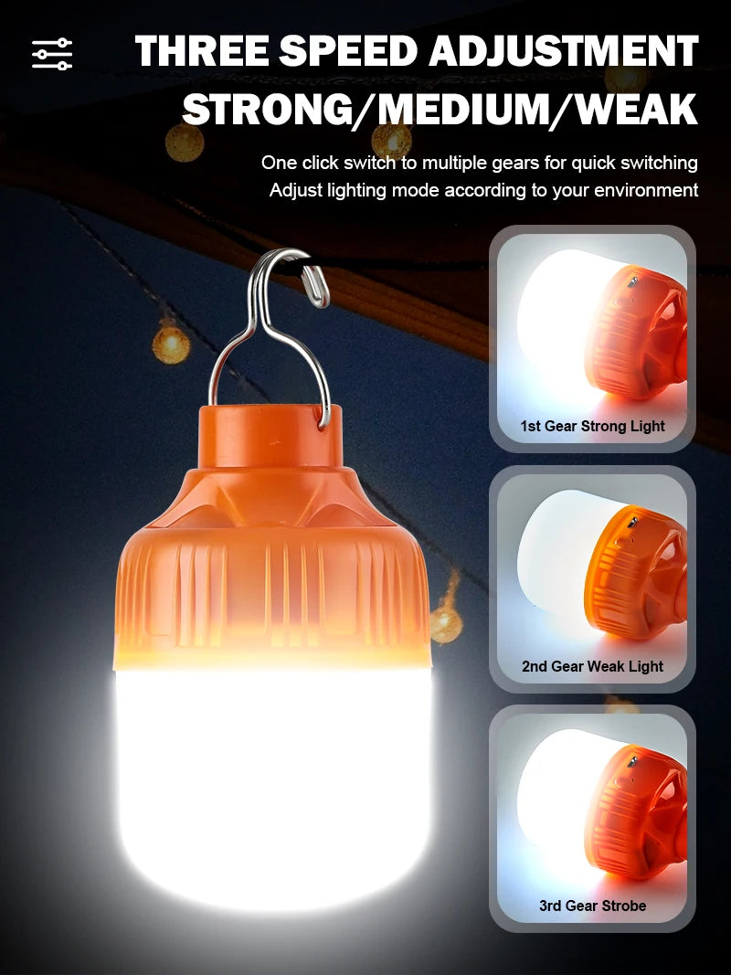 Outdoor USB Rechargeable LED Camping Lantern - Portable Emergency Light with Hook - Shello's Creative Boutique