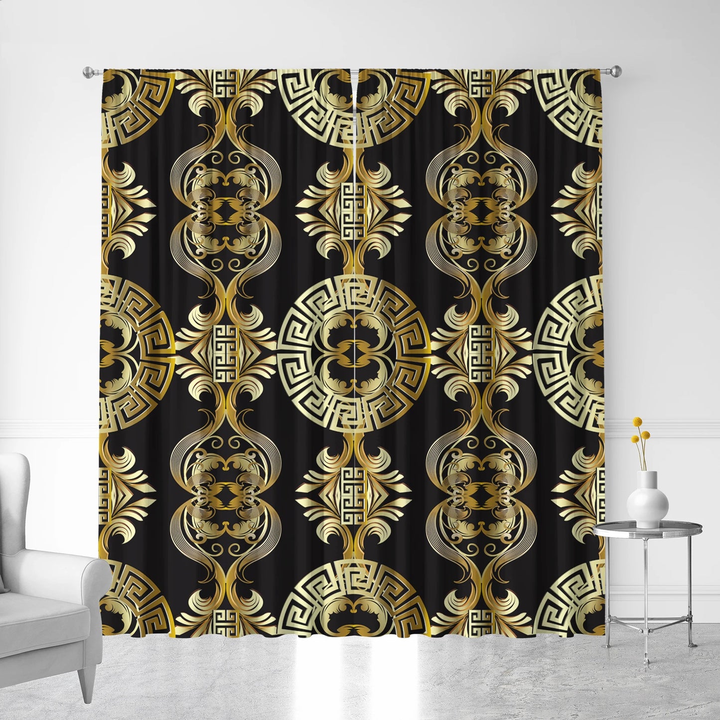 Retro Home Decoration Curtains - 2 Panel Rod Pocket Set for Kitchen & Living Room