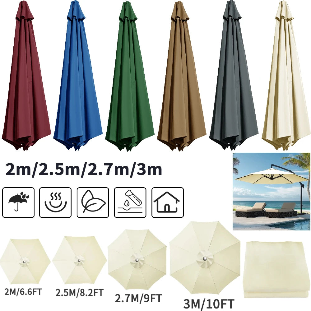 Parasol Replacement Cover – PU-Coated Oxford Waterproof Canopy for 6 & 8 Rib Garden Parasols