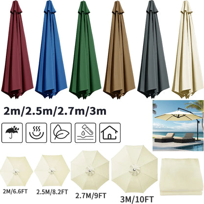 Parasol Replacement Cover – PU-Coated Oxford Waterproof Canopy for 6 & 8 Rib Garden Parasols