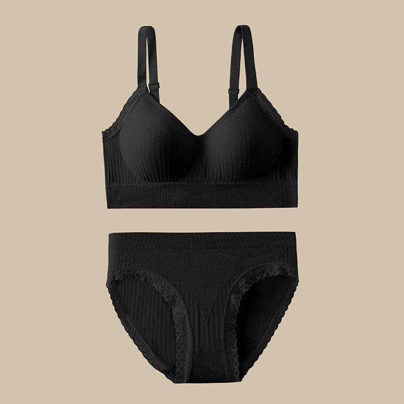 Everyday Seamless Bra & Brief Set – Soft Ribbed Comfort by NoEnName_Null