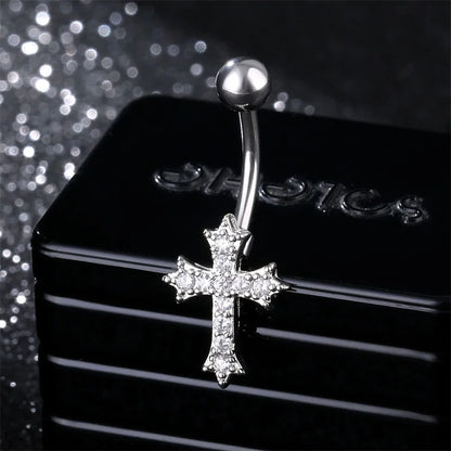 Fashion Sexy Piercing Navel Nail Body Jewelry For Women Girls Personalized Simple Cross Pendant Belly Button Rings Gifts
