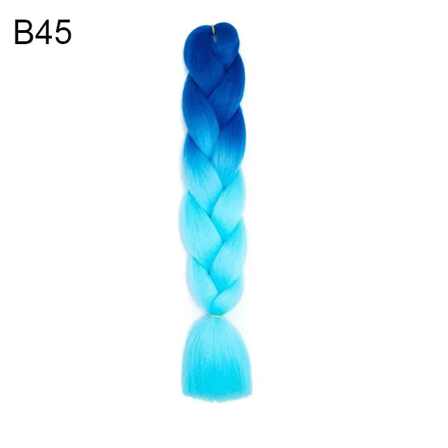 24 Inch Jumbo Braiding Hair - Rainbow Ombre Synthetic Extensions - Shello's Creative Boutique