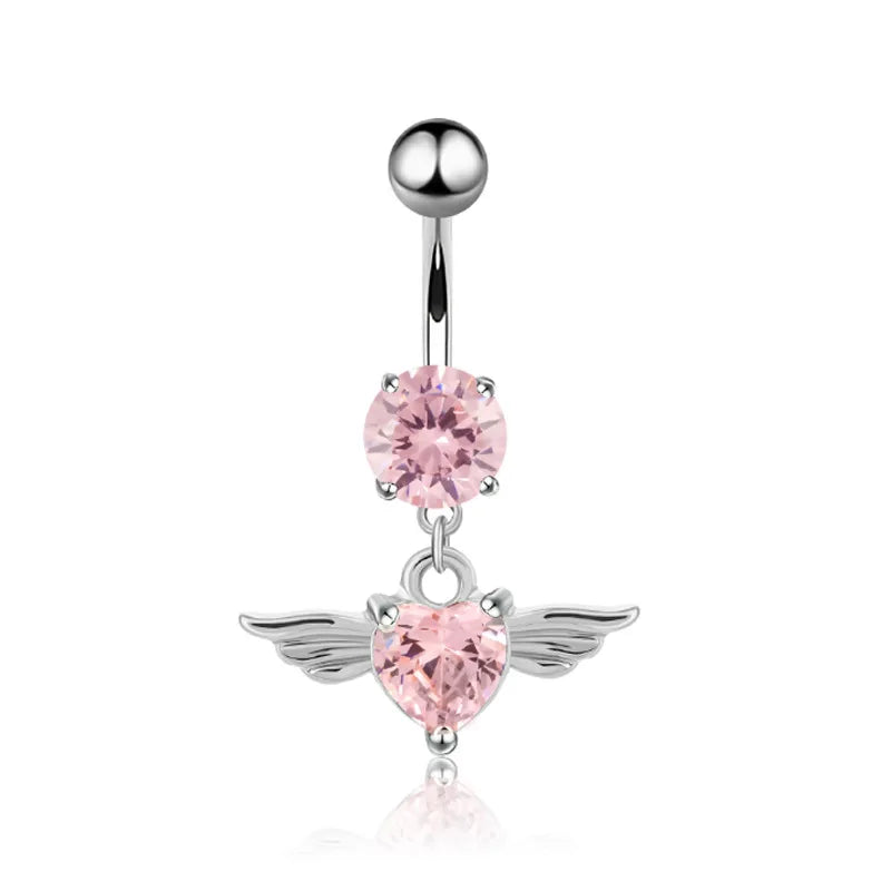 Pink Stainless Steel Belly Button Ring – Animal & Butterfly Styles