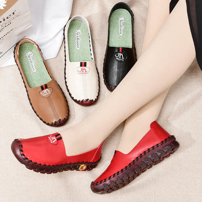Cushioned Leather Flat Loafers – Comfortable Driving Shoes for Women - Shello's Creative Boutique