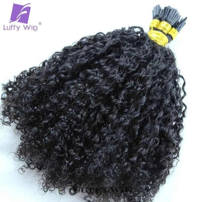 Afro Kinky Curly I Tip Hair Extensions - Microlink Double Drawn Full Thick Ends - Shello's Creative Boutique