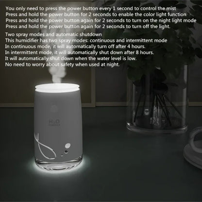 Concise Fish Pattern Mini Home Mute Bedroom Student Dormitory Office Portable USB Wireless Durable Humidifier - Shello's Creative Boutique