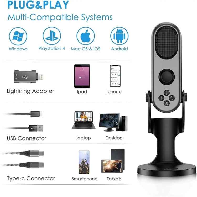 JMARY MC-PW7 USB Desktop Cardioid Noise Reduction Microphone