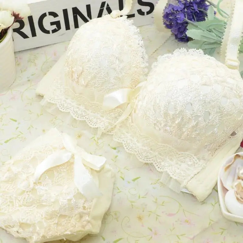 Women’s Wireless Sexy Lace Bra & Panty Set – Push-Up Bralette Lingerie for All Sizes