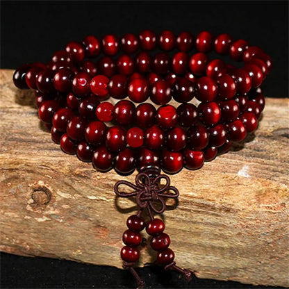 Natural Sandalwood 108 Bead Buddhist Bracelet – Meditation Prayer Beads for Men & Women
