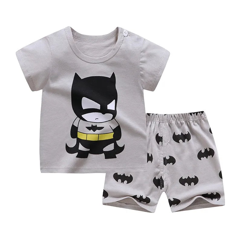 Cartoon Vibes Cotton Baby Summer Set – Unisex Short Sleeve Tee & Shorts for Ages 0–1Y Shello's Creative Boutique